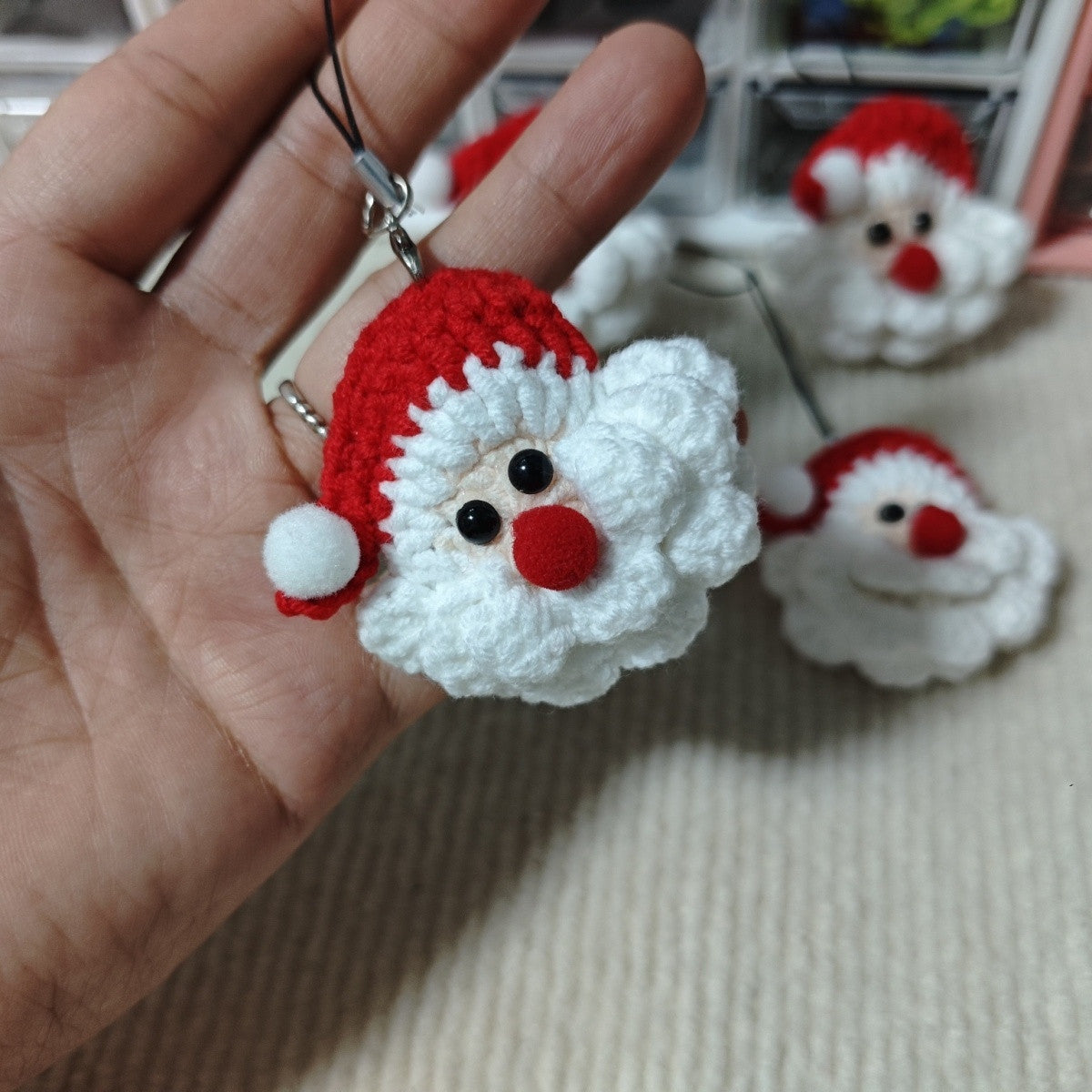 Handmade wool crocheted Santa Claus pendant cute bag hanging