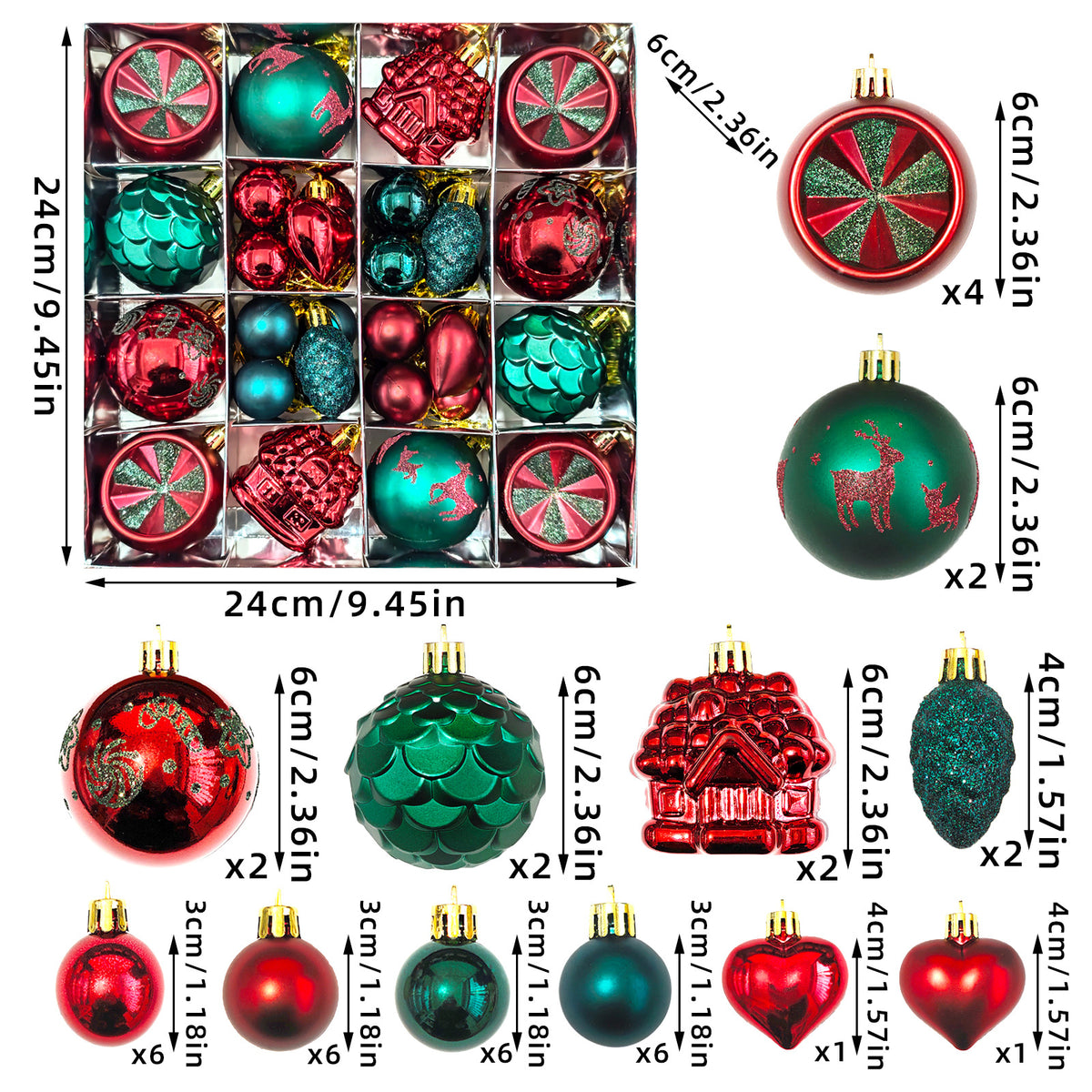 6cm Electroplated Christmas Ornament Ball with Hand-Painted Designs