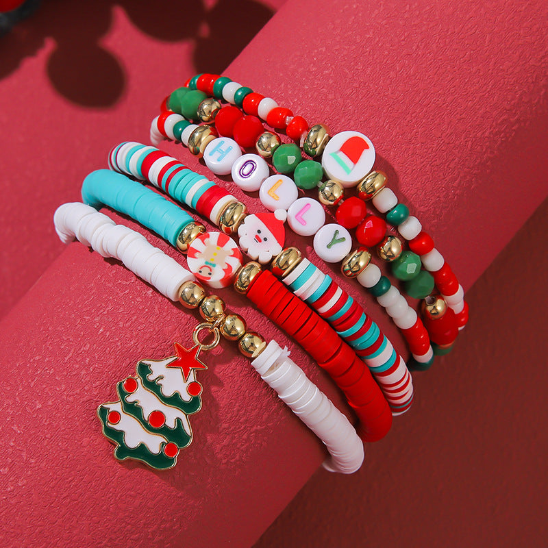 Christmas Beaded Bracelet Alloy Pendant Hand Chain