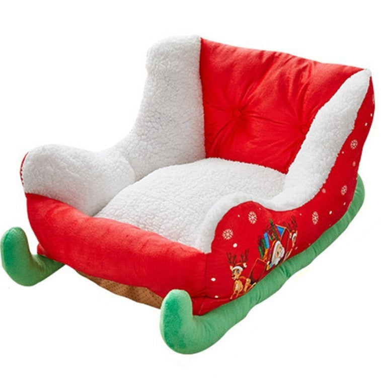 Sleigh-Shaped Christmas Pet Bed