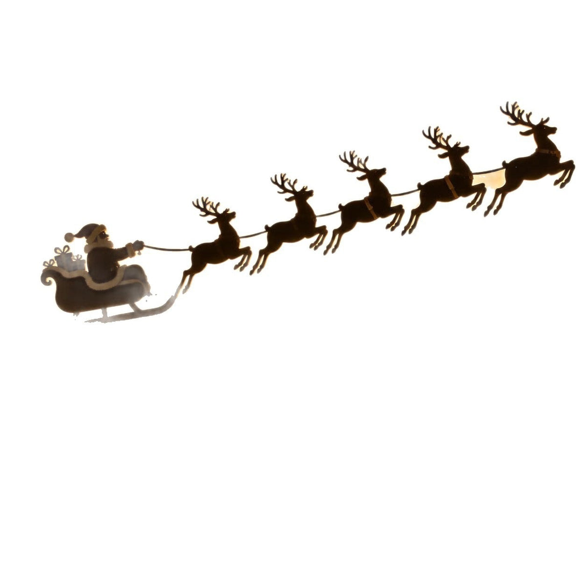 Santa Sleigh with Reindeer Wooden Christmas Ornament