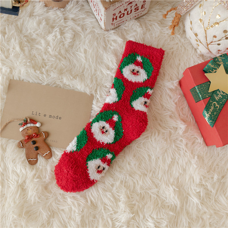 Plush Christmas Slipper Socks with Non-Slip Sole