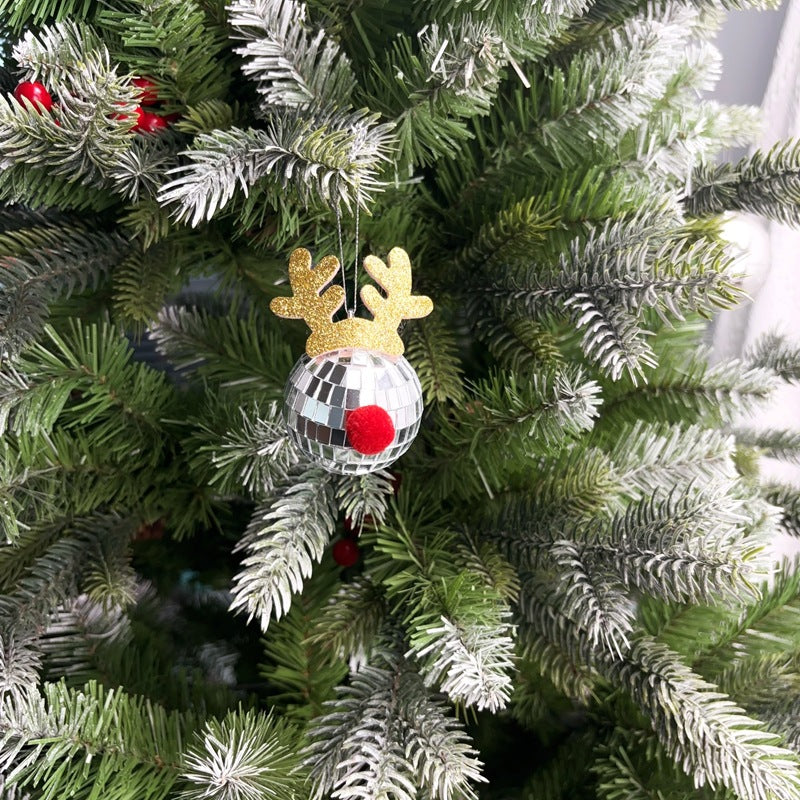 Mirror Elk Horn Christmas Ball Tree Decoration Pendant