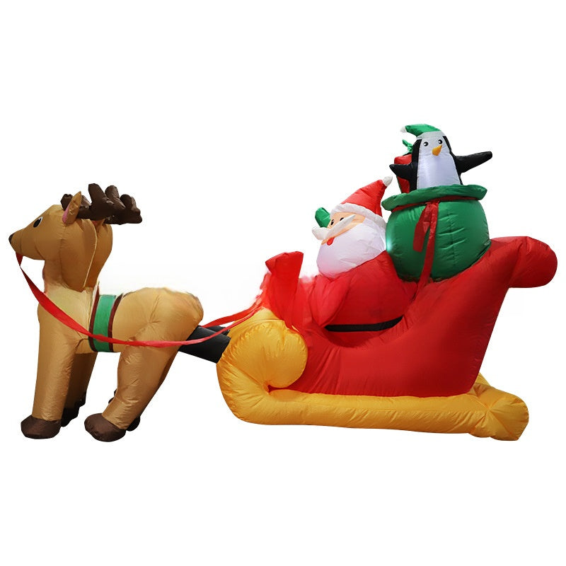 Inflatable Santa and Reindeer Sleigh Decoration
