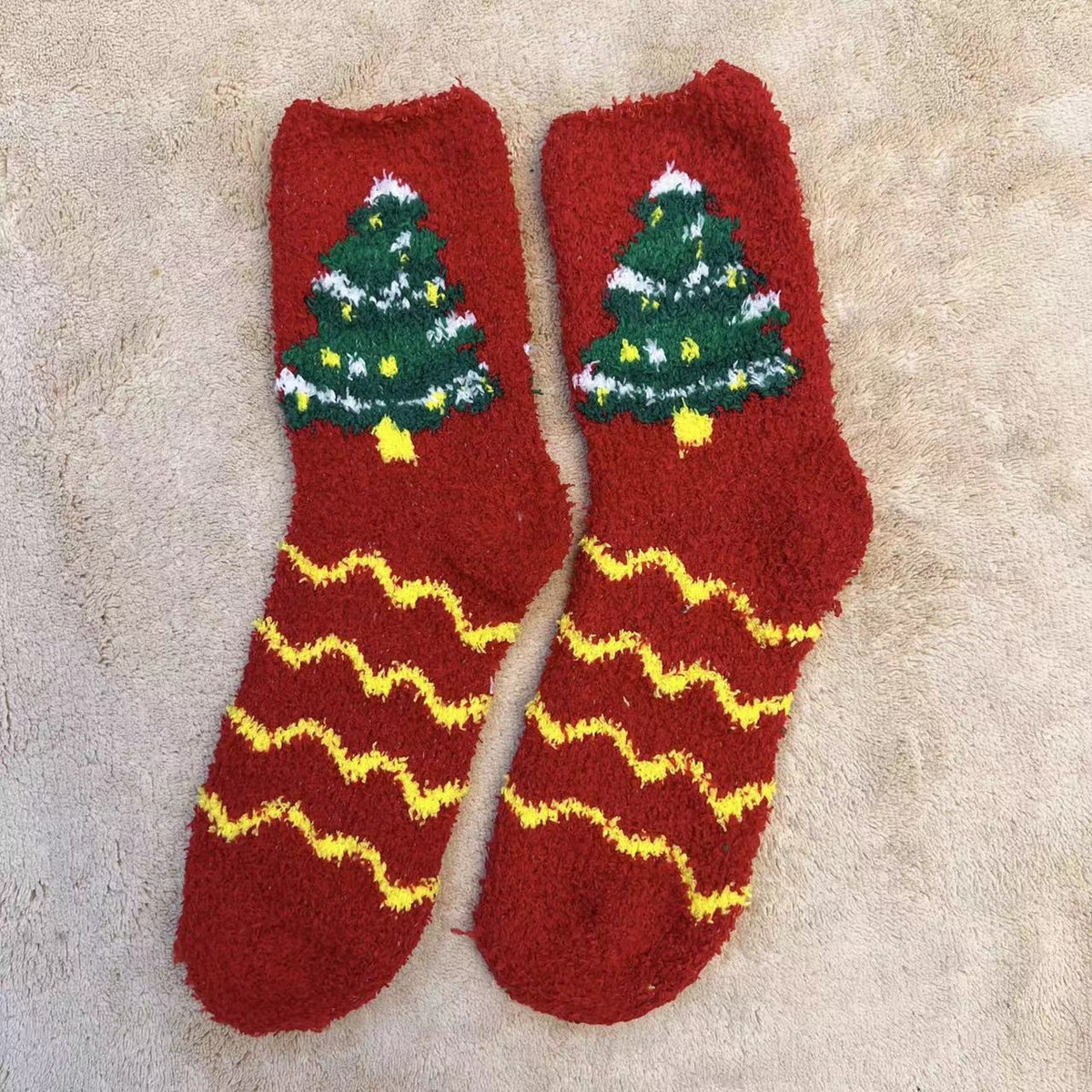 Plush Christmas Slipper Socks with Non-Slip Sole