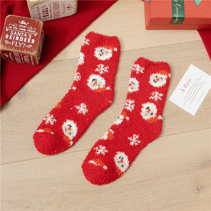 Plush Christmas Slipper Socks with Non-Slip Sole