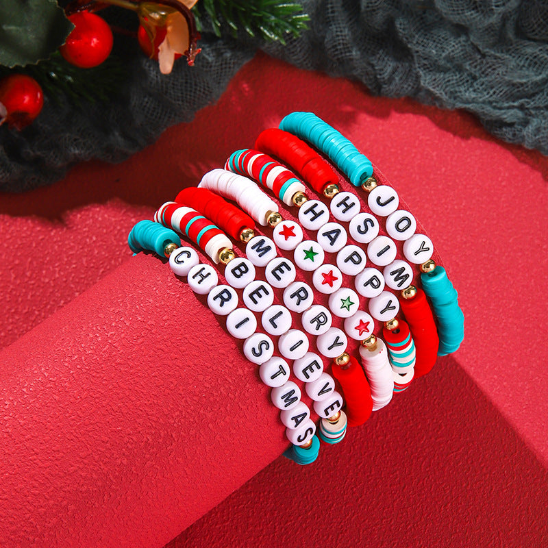 Christmas Beaded Bracelet Alloy Pendant Hand Chain