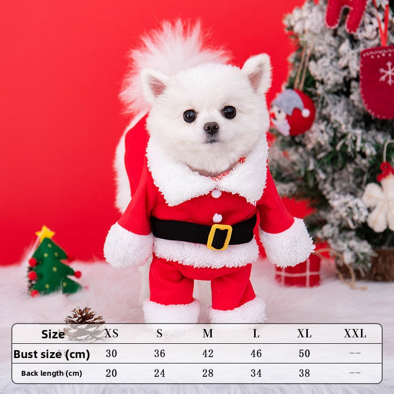 Dog Christmas Costume Upright Outfit with Hat