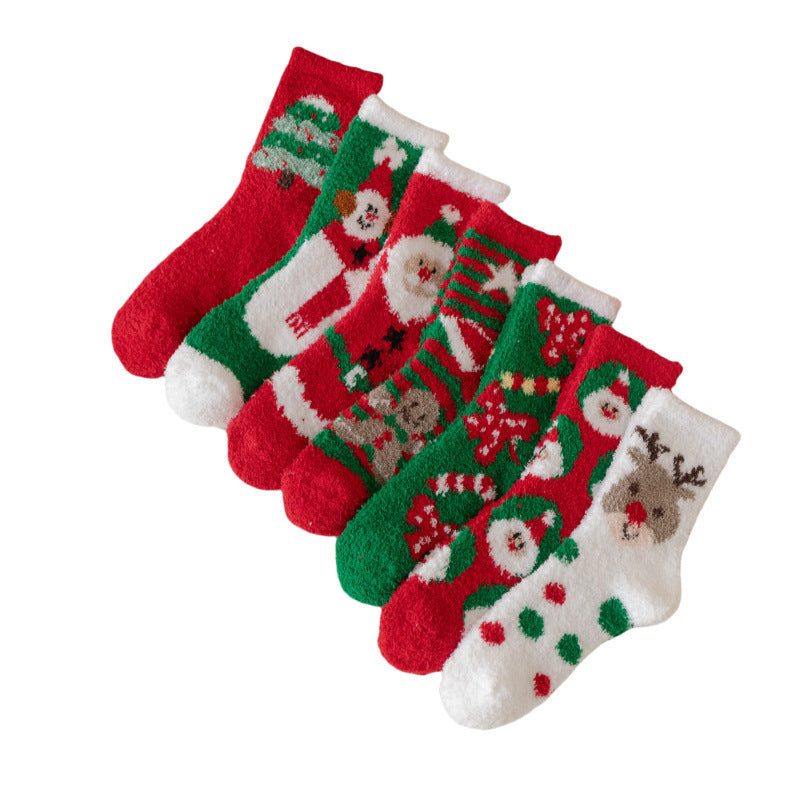 Plush Christmas Slipper Socks with Non-Slip Sole