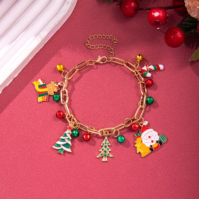 Christmas Beaded Bracelet Alloy Pendant Hand Chain