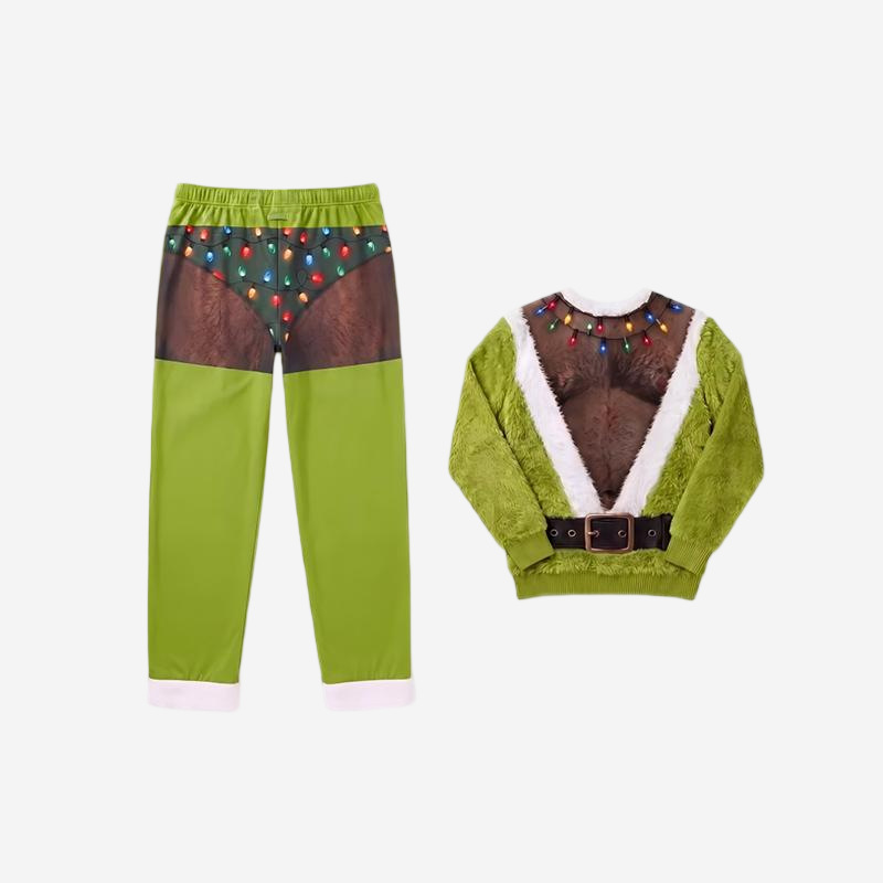 Green Monster Christmas Print Loungewear