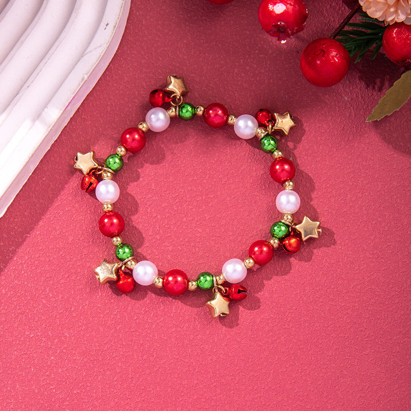 Christmas Beaded Bracelet Alloy Pendant Hand Chain