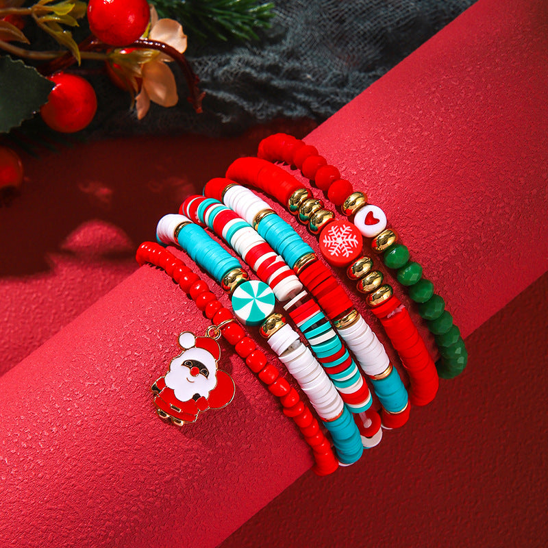 Christmas Beaded Bracelet Alloy Pendant Hand Chain