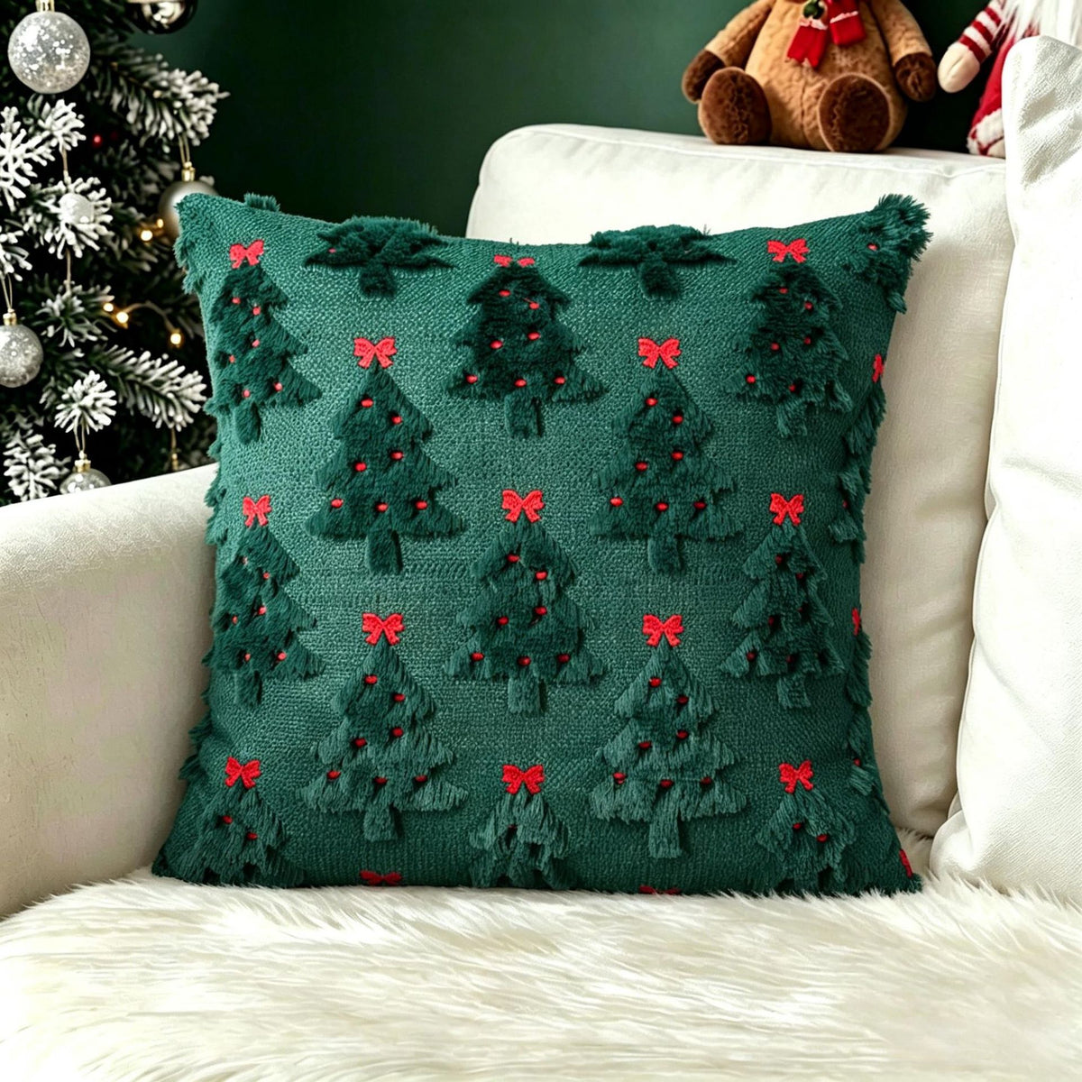 Christmas Themed Retro Cushion Cover