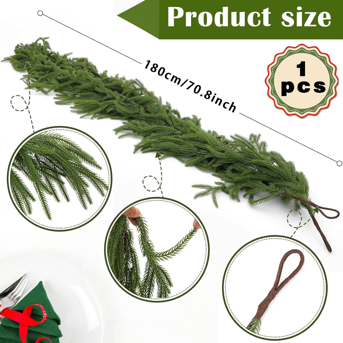 Simulated Pine Needle Rattan Christmas Wreath