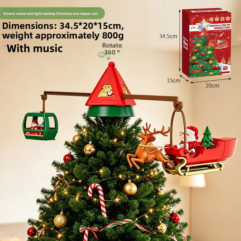 Electric Rotating Christmas Tree Topper Star Decoration