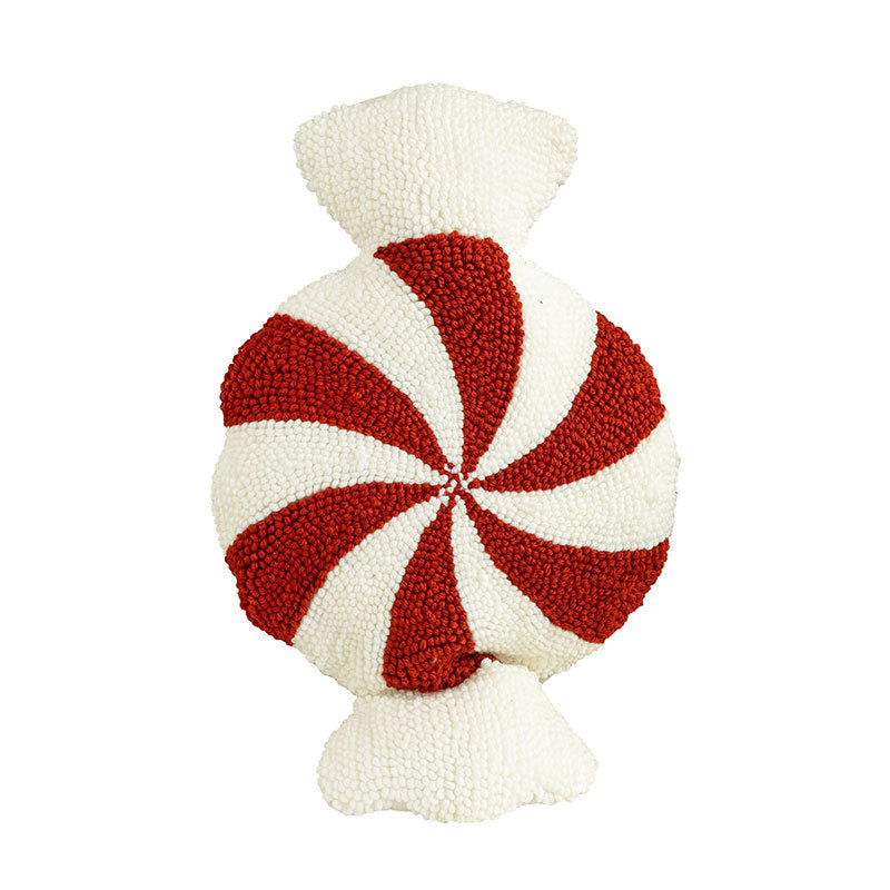 Christmas decorative candy crutch pillow in red and white