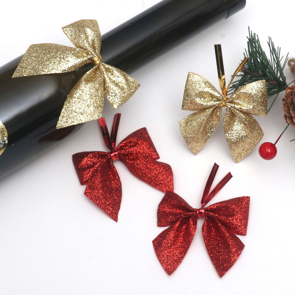 Small Powdered Ribbon Christmas Tree Bow Ornament