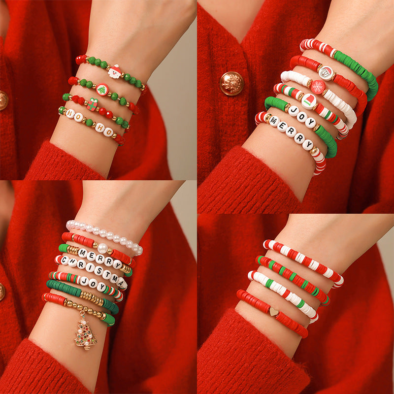 Christmas Beaded Bracelet Alloy Pendant Hand Chain