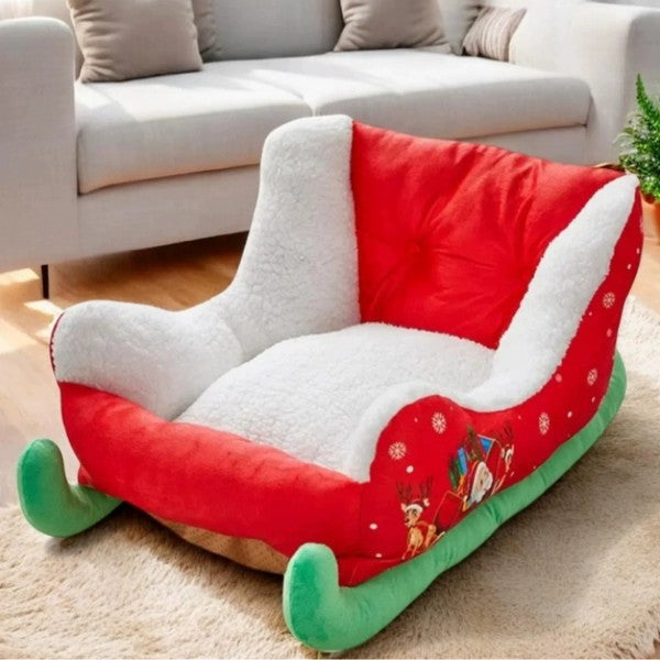 Sleigh-Shaped Christmas Pet Bed