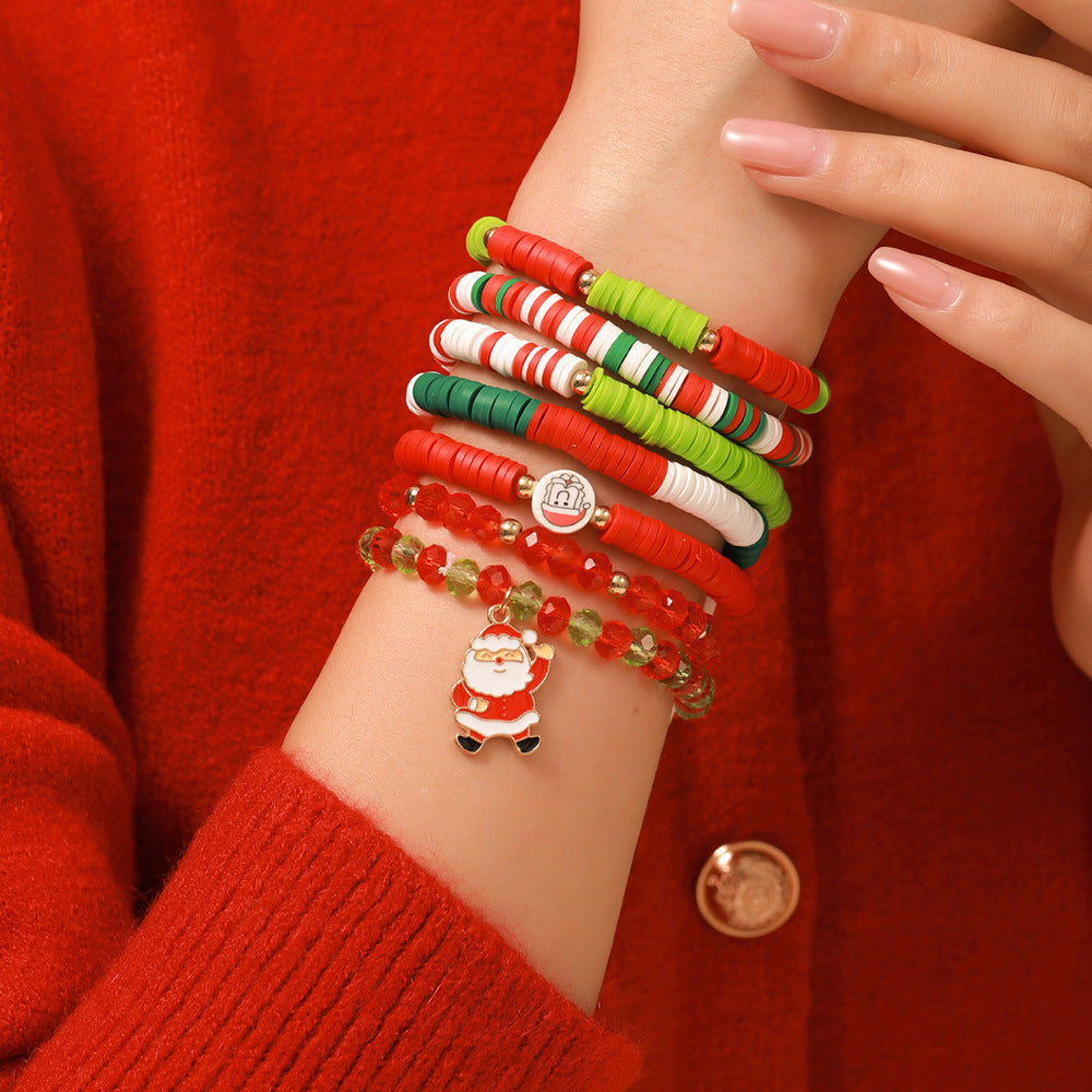 Christmas Beaded Bracelet Alloy Pendant Hand Chain
