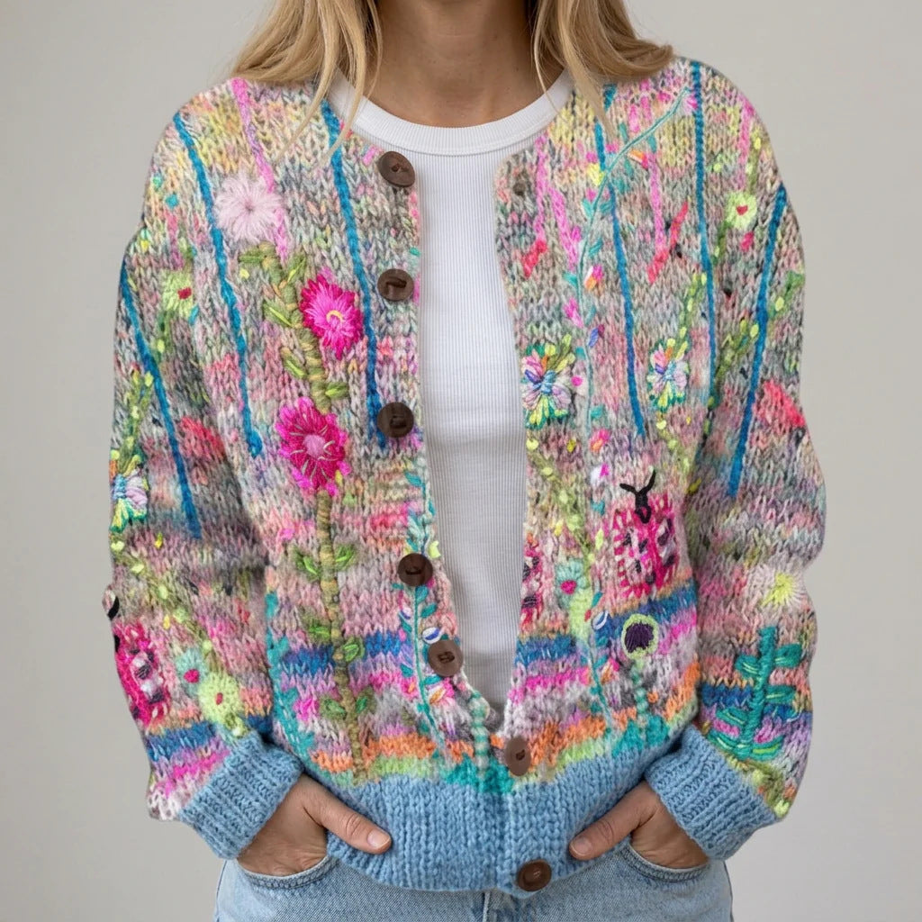 Christmas sweater vintage round-neck cardigan