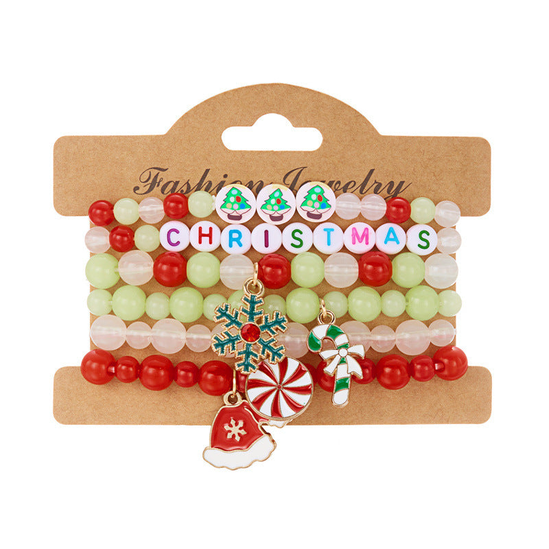 Christmas set of elastic polymer clay bead string jewelry