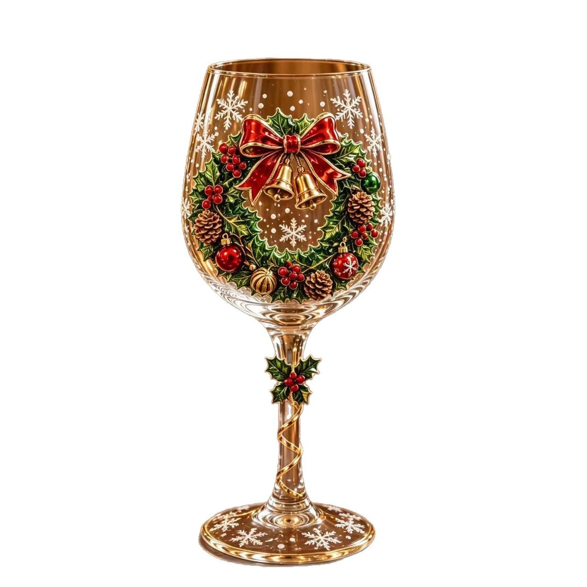 Christmas Themed Glass Art Goblets