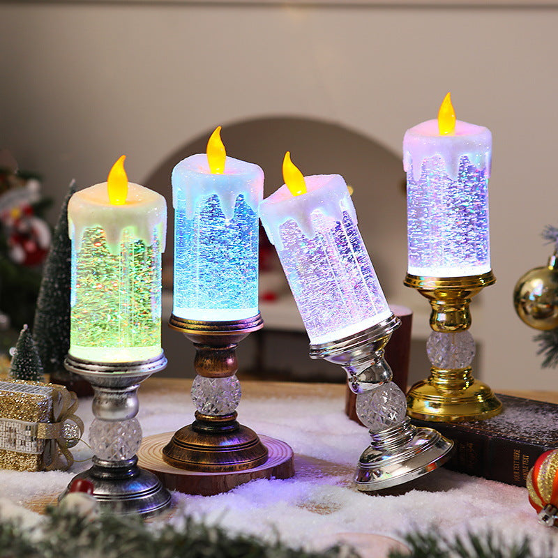 Colorful Gradient Christmas Crystal Lamp with Automatic Snowfall