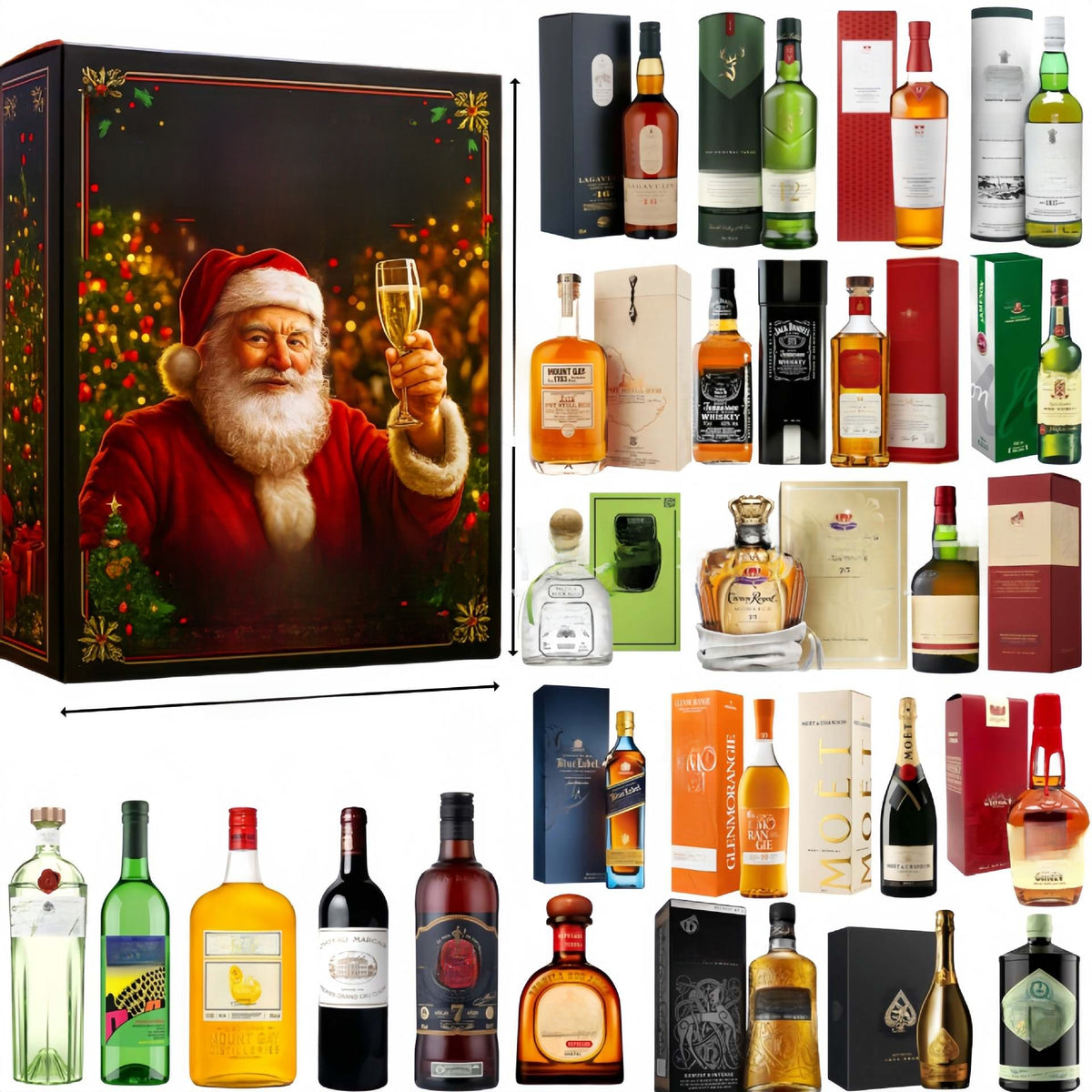 Whiskey-Bottle Acrylic Christmas Advent Calendar Ornaments