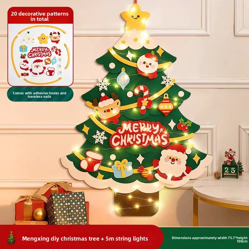 DIY Felt Christmas Tree Wall Decoration with LED Lights