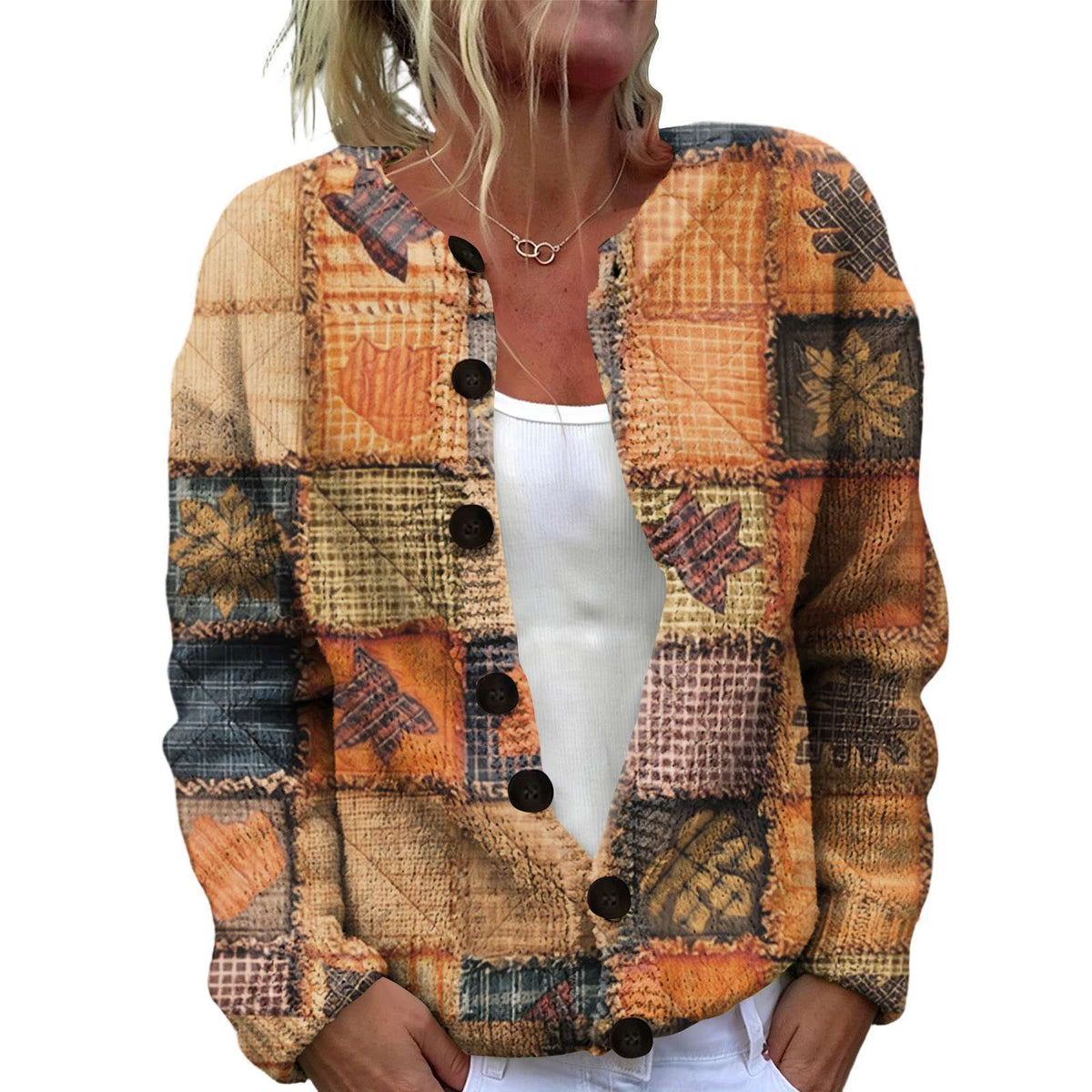 Christmas sweater vintage round-neck cardigan
