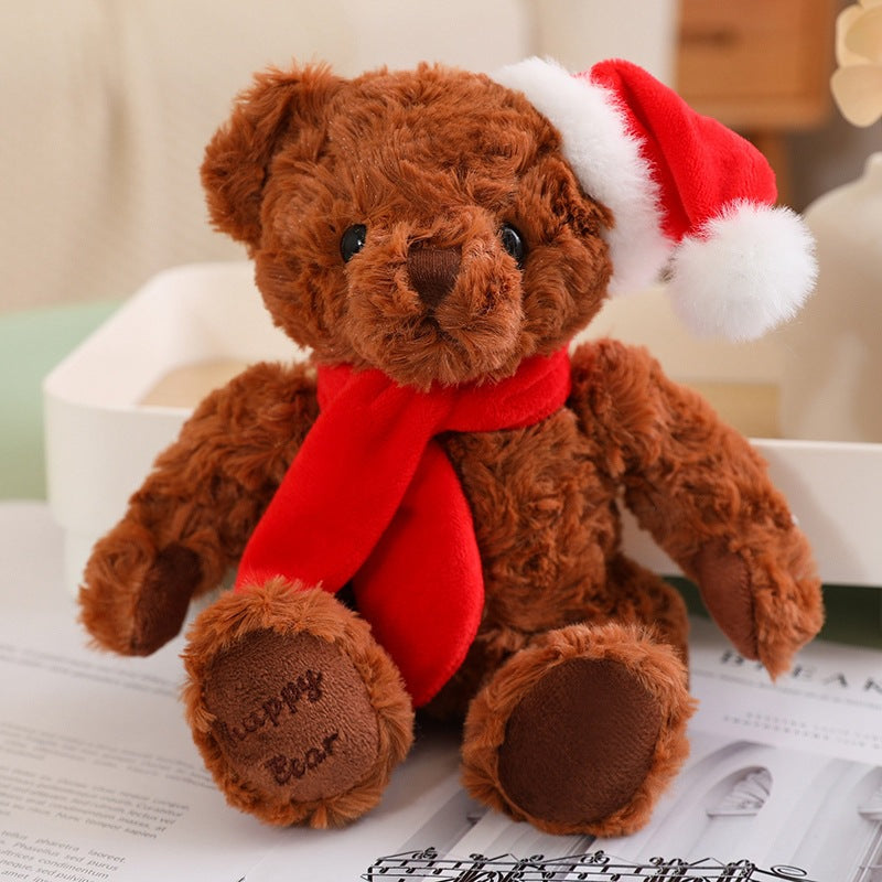 Cute Plush Teddy Bear with Christmas Scarf