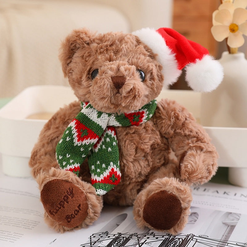 Cute Plush Teddy Bear with Christmas Scarf