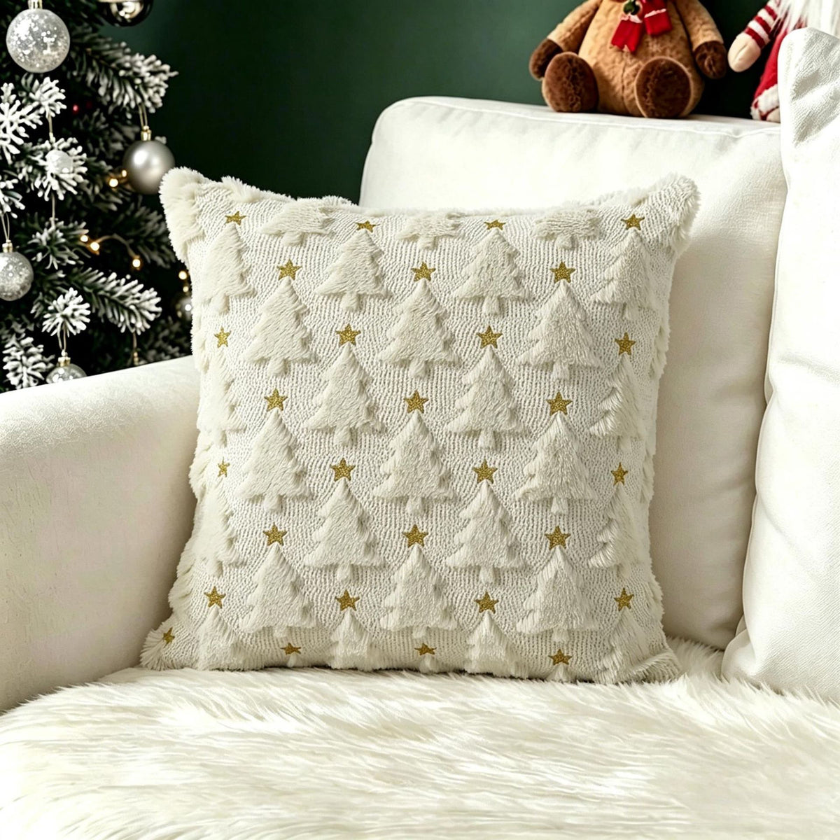 Christmas Themed Retro Cushion Cover