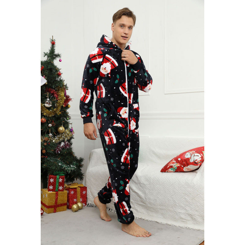 Mens Christmas Flannel Jumpsuit Pajamas