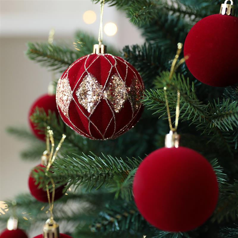 Velvet Flocked Christmas Ball Ornaments