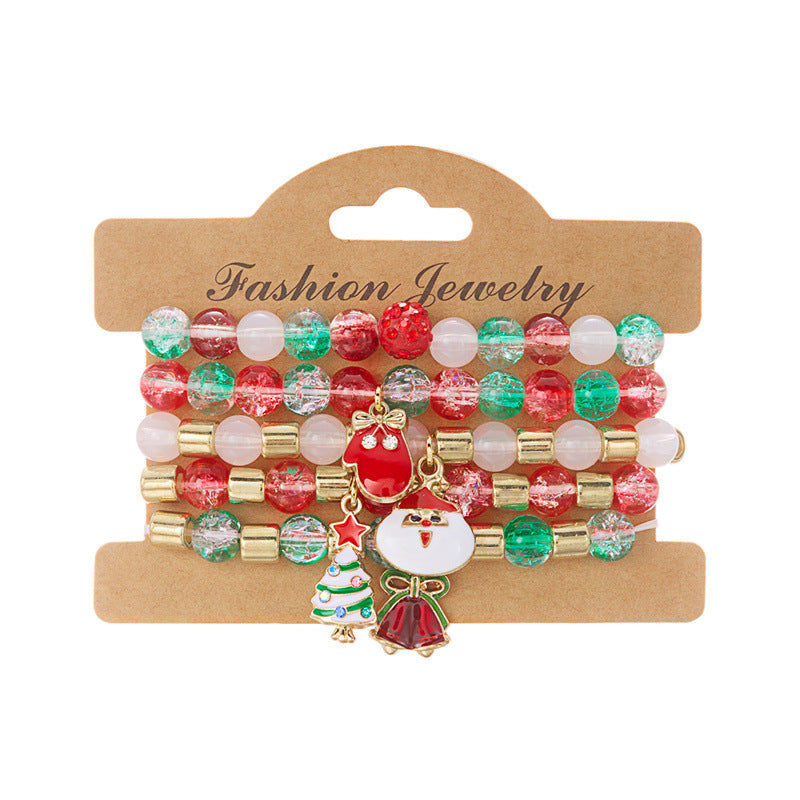 Christmas set of elastic polymer clay bead string jewelry