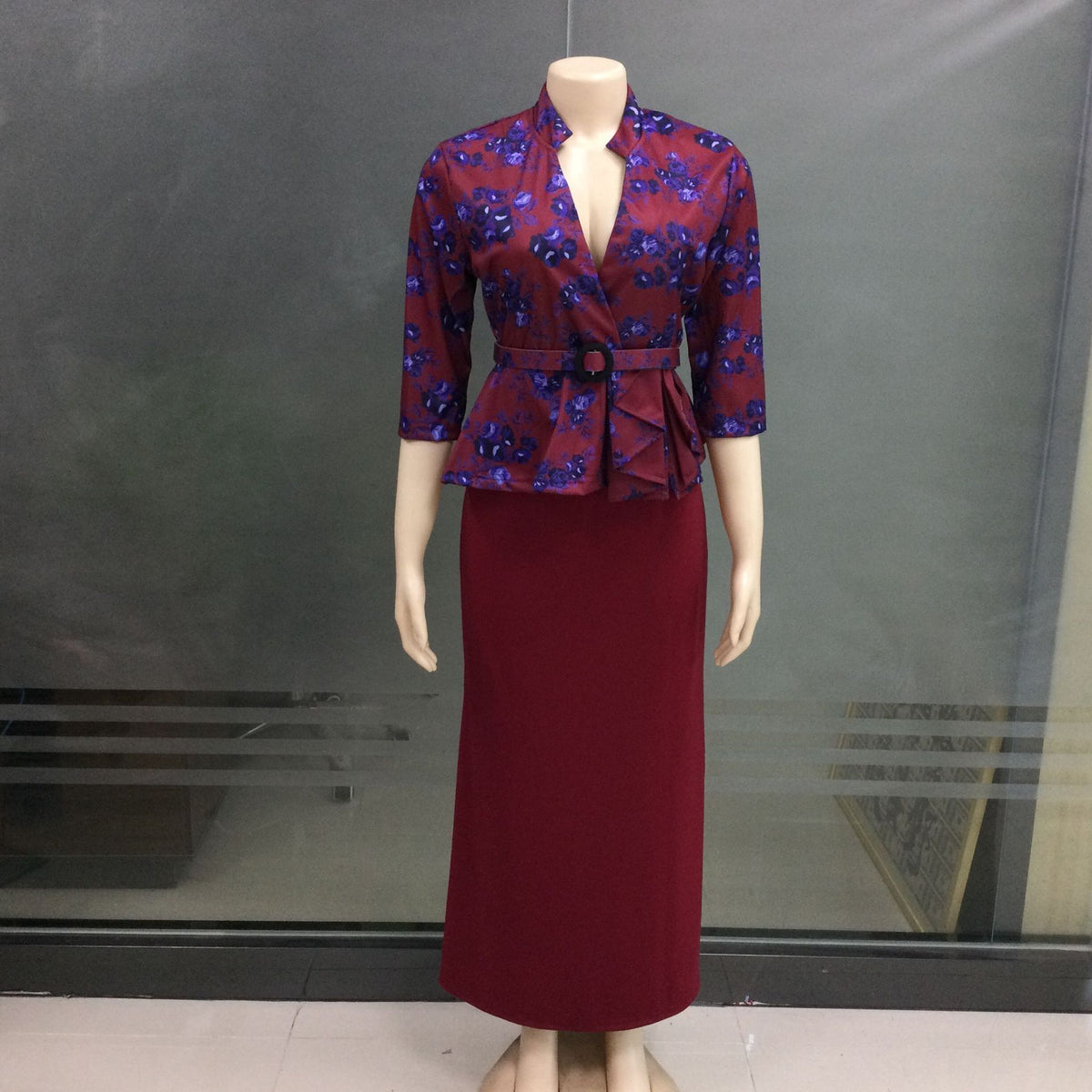 Christmas Print Fishtail Evening Dress