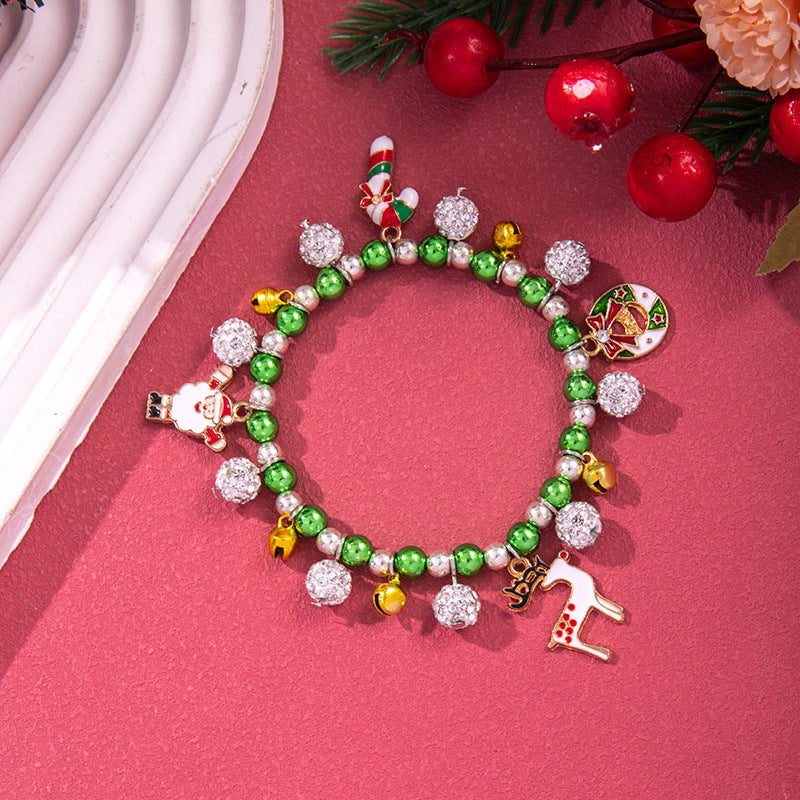 Christmas Beaded Bracelet Alloy Pendant Hand Chain