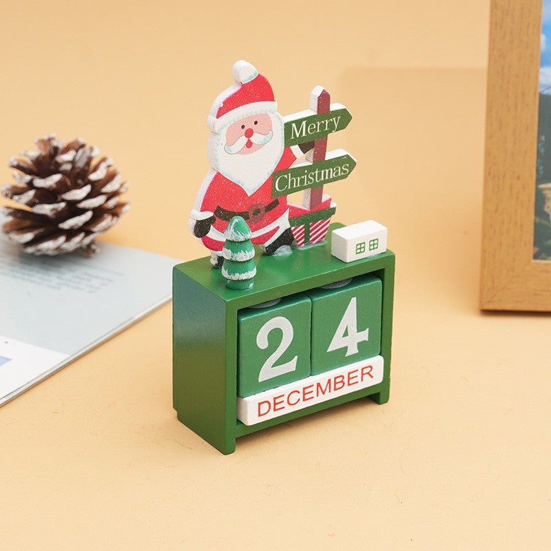 Wooden Christmas Calendar Ornament Desktop Decoration