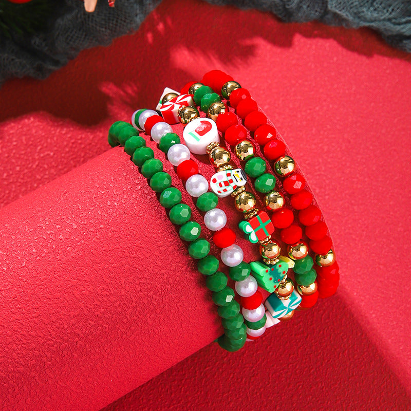 Christmas Beaded Bracelet Alloy Pendant Hand Chain