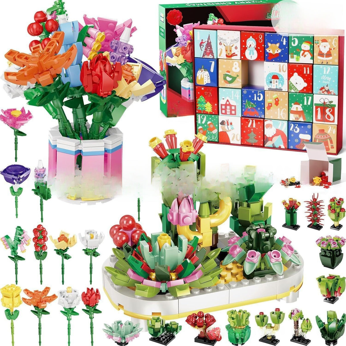 Bouquet building blocks Christmas blind box puzzle