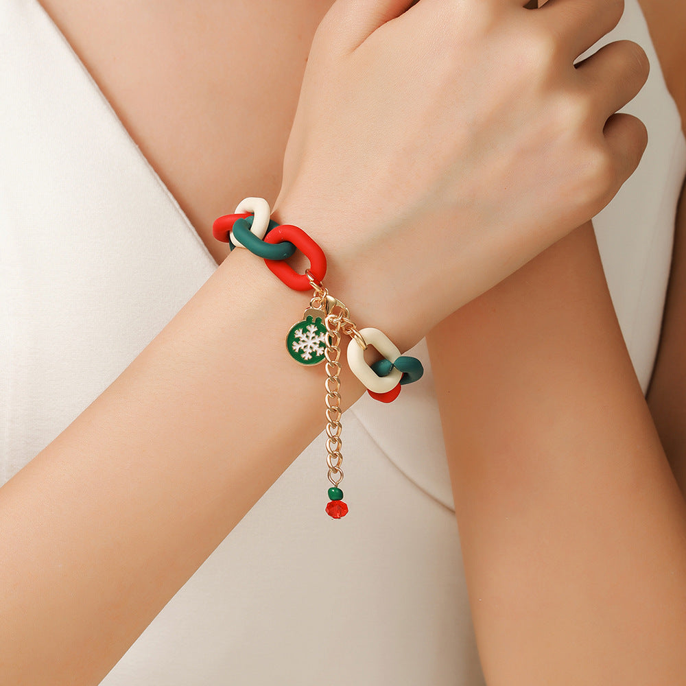 Christmas Beaded Bracelet Alloy Pendant Hand Chain