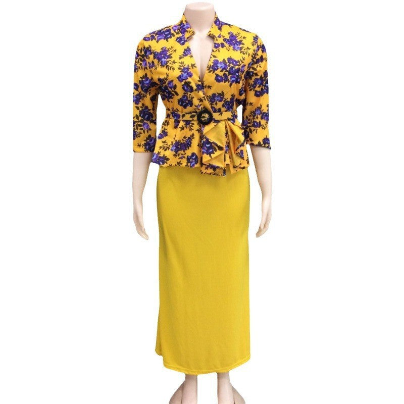 Christmas Print Fishtail Evening Dress