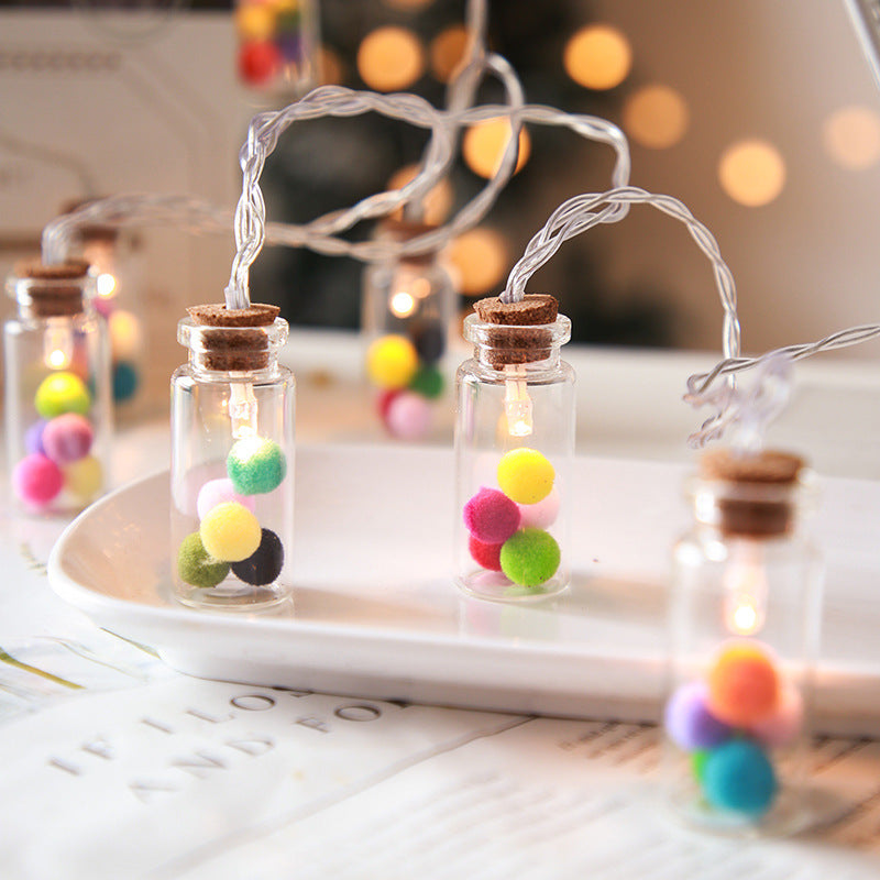 Decorative LED Christmas String Lights with Glass Bottles
