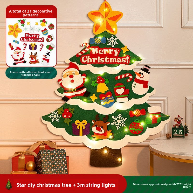 DIY Felt Christmas Tree Wall Decoration with LED Lights