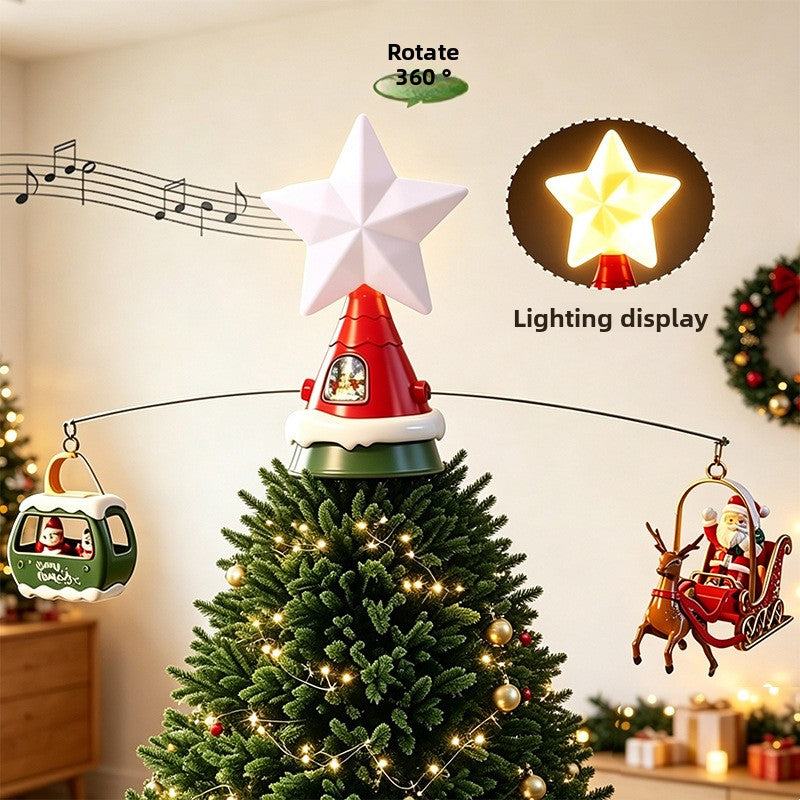 Electric Rotating Christmas Tree Topper Star Decoration