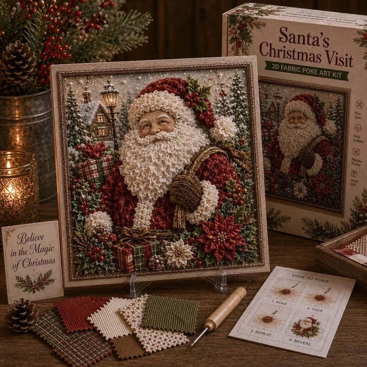 3D Christmas Fabric Poke Art Kit