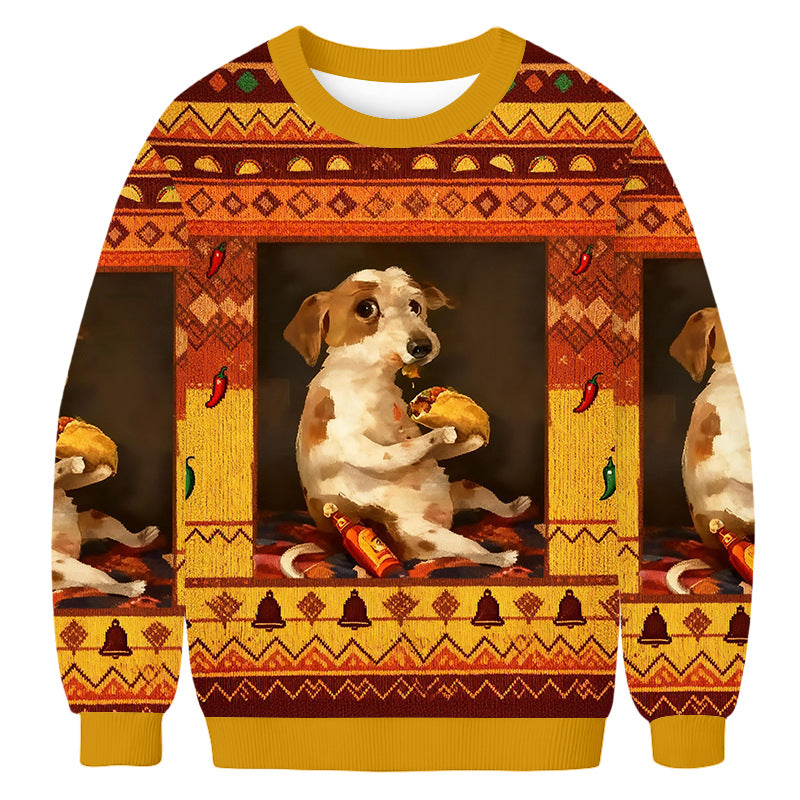 Casual Christmas Print Crew Neck Sweatshirts